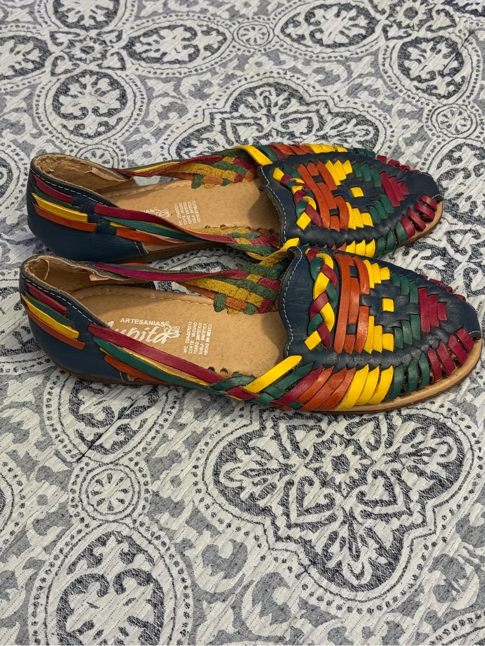 Multicolor Lupita Woven Leather Huarache Flats - Women 8 - Picture 2 of 6